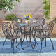 GDF Studio 5-Piece Zona Outdoor Cast Aluminum Dining Set, Shiny Copper