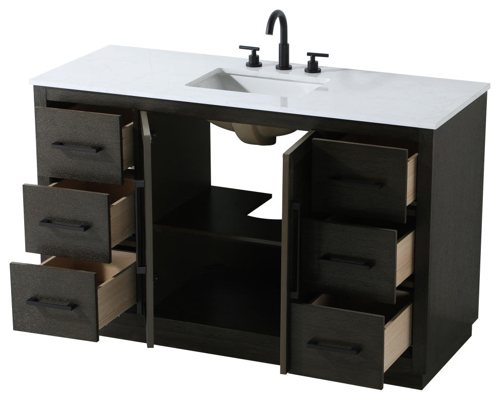 Home Living 54" Single Bathroom Vanity, Chocolate Oak