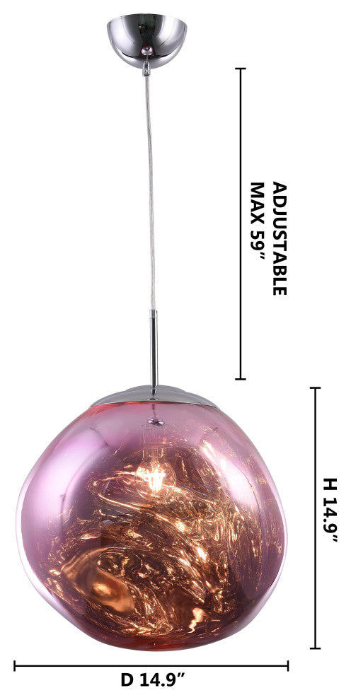 15" Single ORB Pendant Light, Pink
