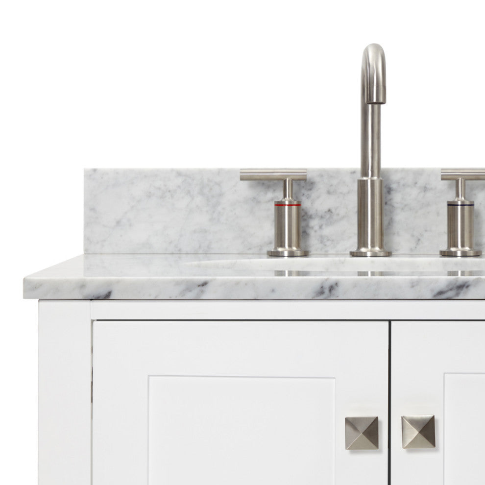ARIEL Cambridge 61" Oval Sinks Bath Vanity Carrara Marble
