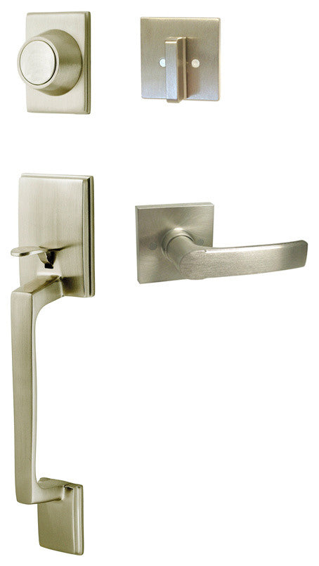 Square Contemporary Door Lever, Style 8048, Satin Nickel, Dummy Handleset