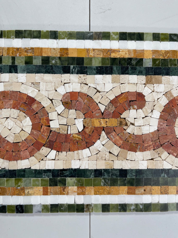 Coral Seagrass 8.3x17.7 Marble Mosaic Border Listello Tile Polished, 1 piece