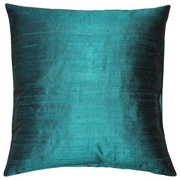 Sankara Silk Throw Pillows, 100% Genuine Silk, 16"x16", Jade Green