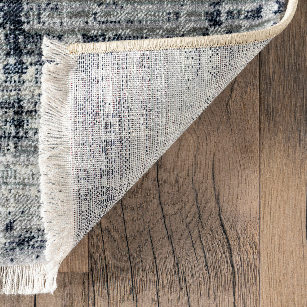 Nuloom Vanita Transitional Southwestern Fringe Area Rug, Navy 6'7"x10'2"