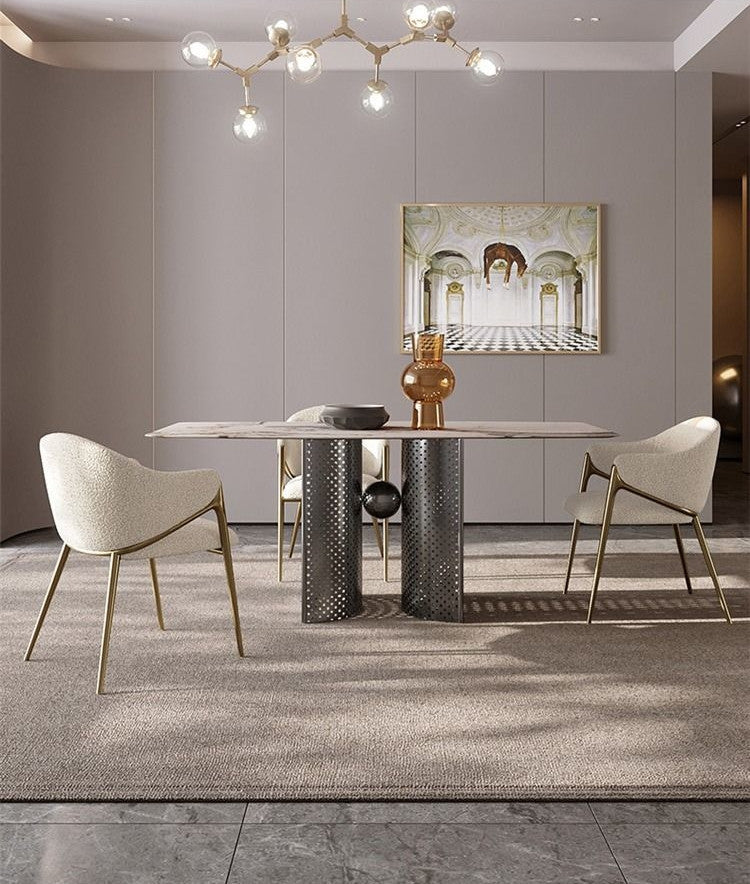 Light Luxury Postmodern Minimalist Dining Chair, Beige
