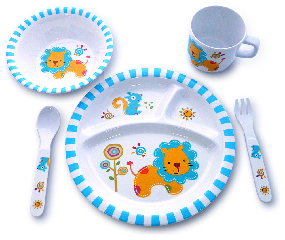 Culina Kids Melamine Dinnerware, Lion, Set of 5