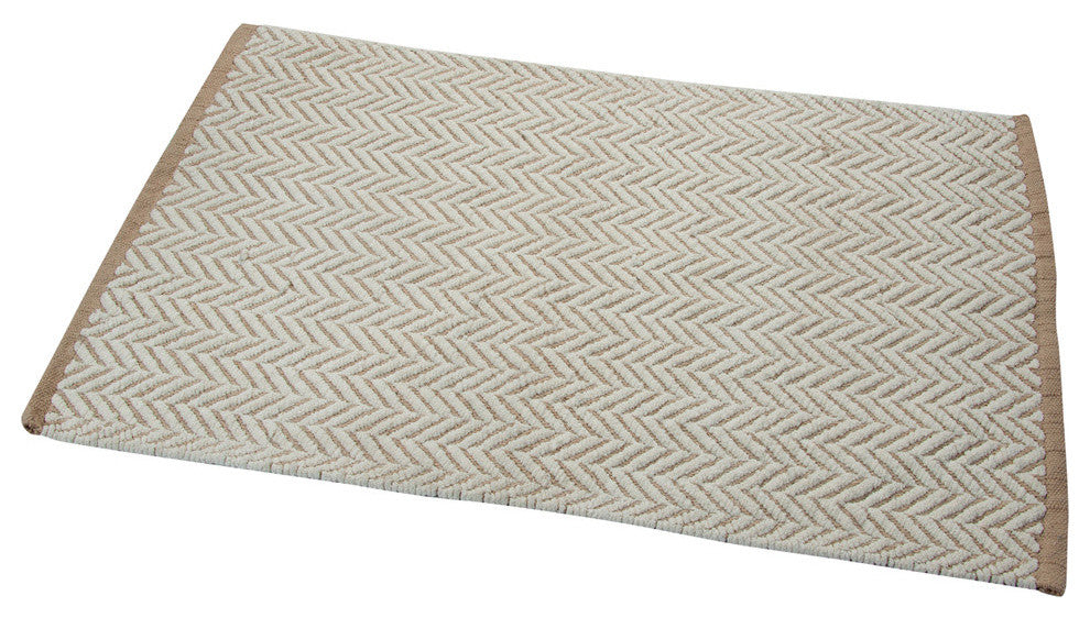 Bath Rug Cotton, Tufted 2 Piece, 34"x21" and 36"x24", Ivory and Beige, GSF 145