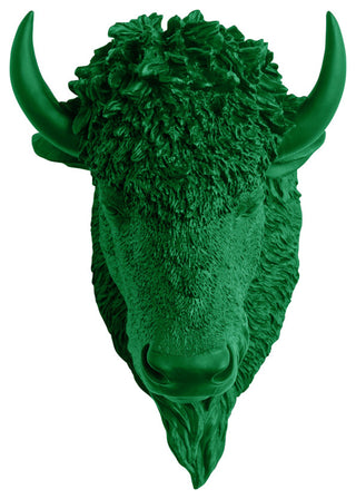 Faux Taxidermy Bison Head Wall Mount, Green