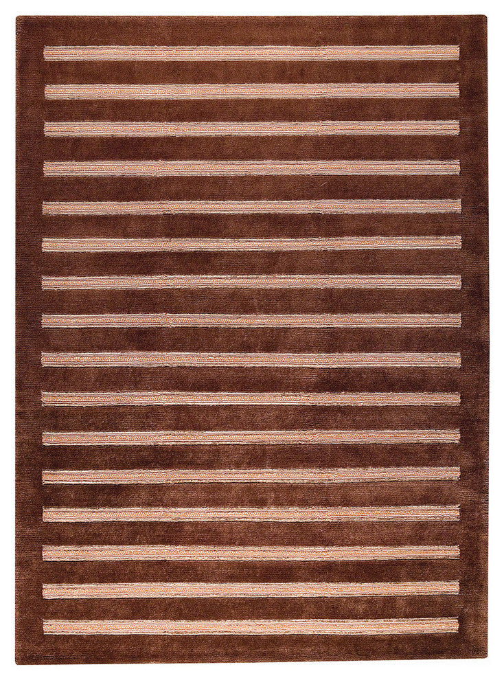 Hand Knotted Brown New Zealand Wool Area Rug, 4'6"X6'6"