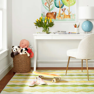 Kit Kemp x Dash & Albert Safety Net Green Machine Washable Rug, Multi, 2' x 3'