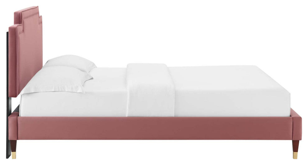 Liva Performance Velvet King Bed, Dusty Rose
