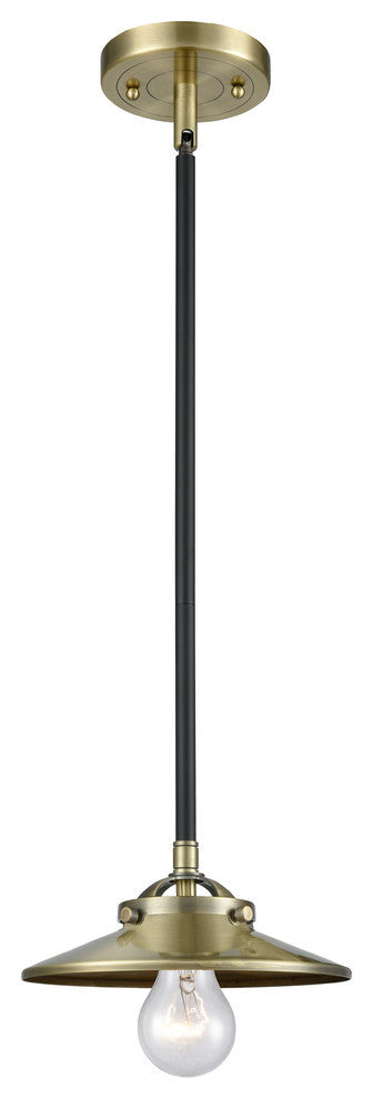 Railroad 1-Light Mini Pendant, Black Antique Brass, Antique Brass