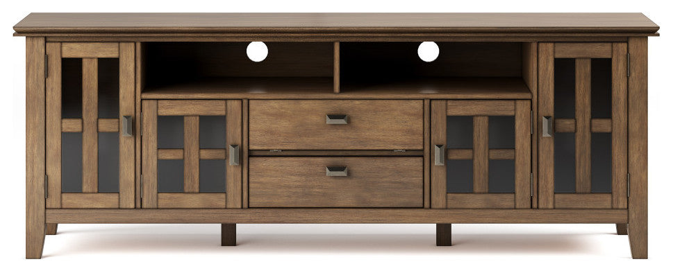 Artisan Solid Wood 72" TV Media Stand For TVs up to 80", Rustic Natural Aged Brown