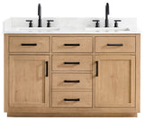 Gavino Vanity with Grain White Composite Stone Top, Light Brown/Matte Black, 54", No Mirror