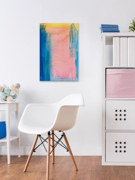 "Blue & Pink" Painting Print on Wrapped Canvas, 40"x60"