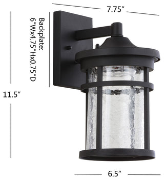 Campo Outdoor Wall Lantern Glass/Metal Integrated Sconce, Black, Width: 6.5"