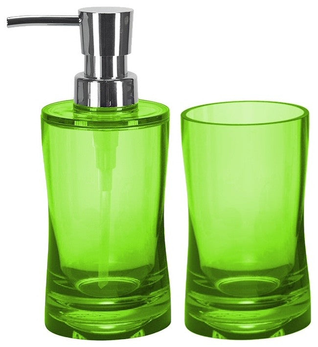 Modern Bathroom 2 Piece Accessory Set, Green
