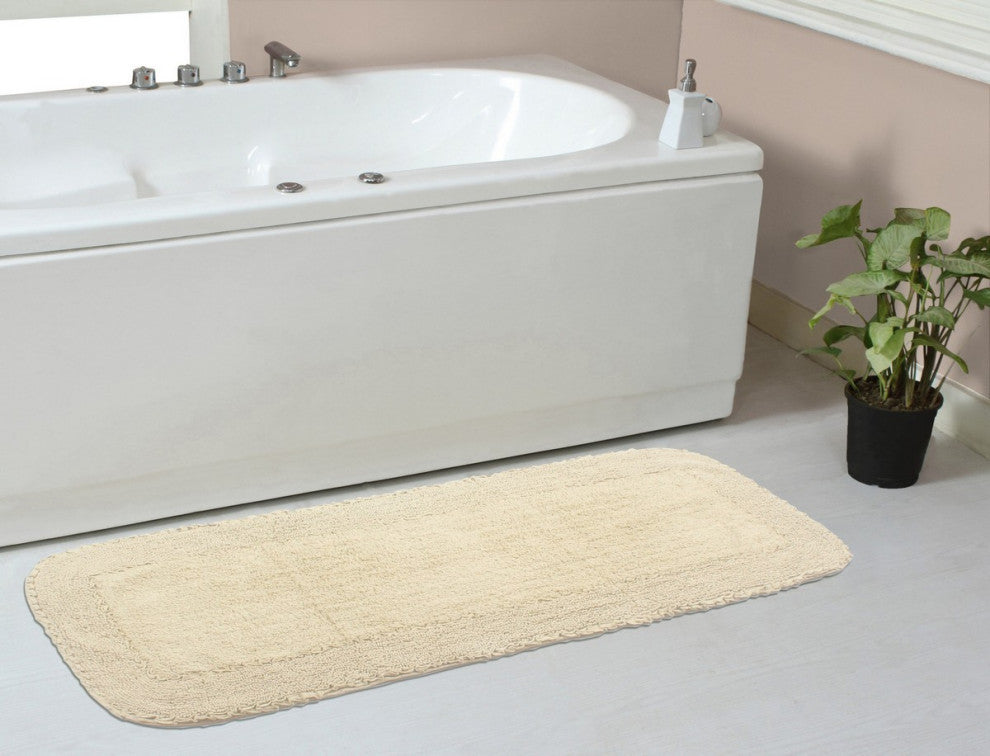 Radiant Collection Bath Rug Set, Machine Wash, 21"x54" Runner, Ivory