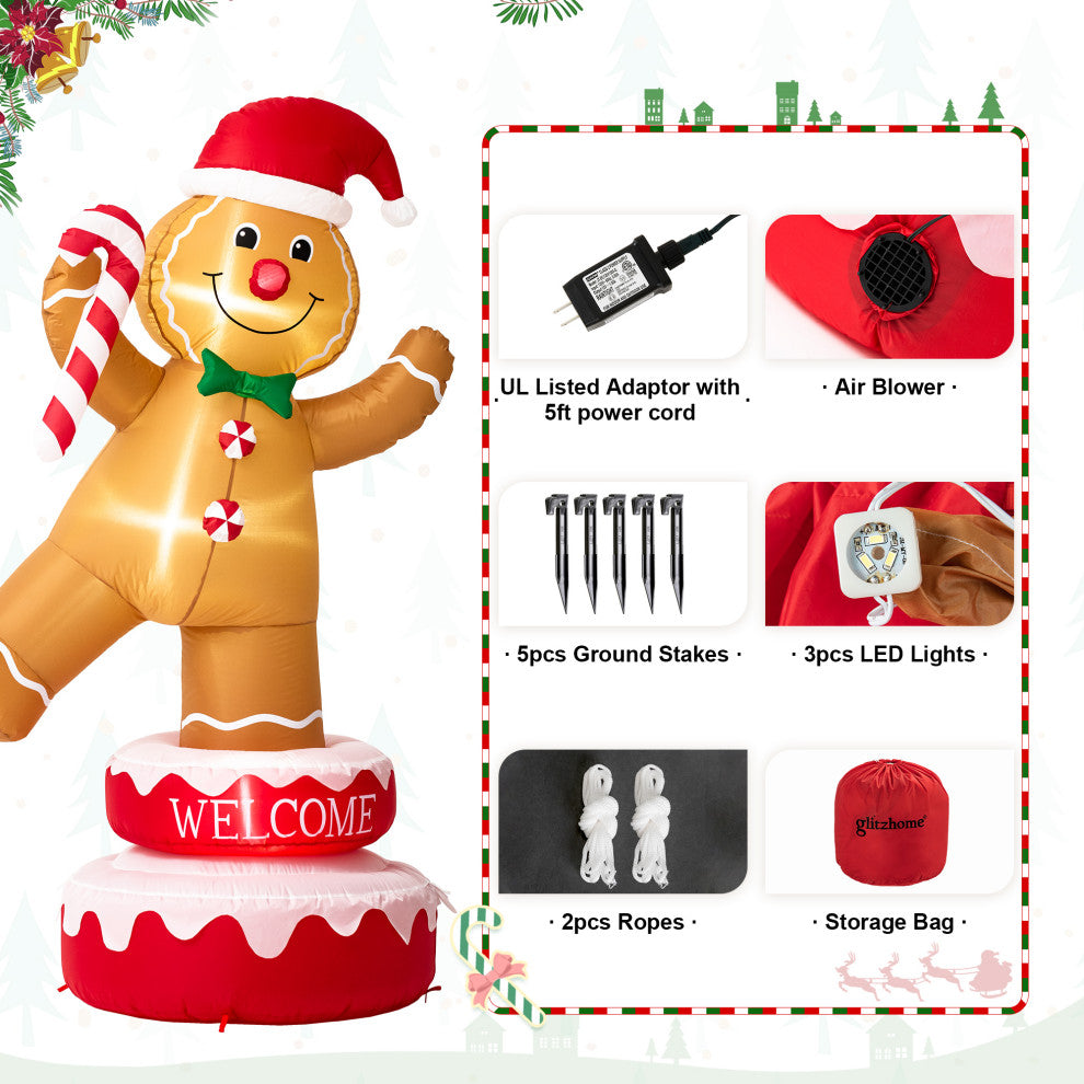 Inflatable Rotating Gingerbread Man Decor
