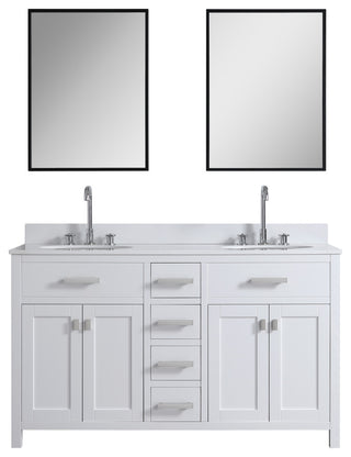 London 60-in White Bathroom Vanity Base Cabinet Without Top