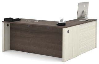 Prestige + L-shaped workstation, White Chocolate and Antigua