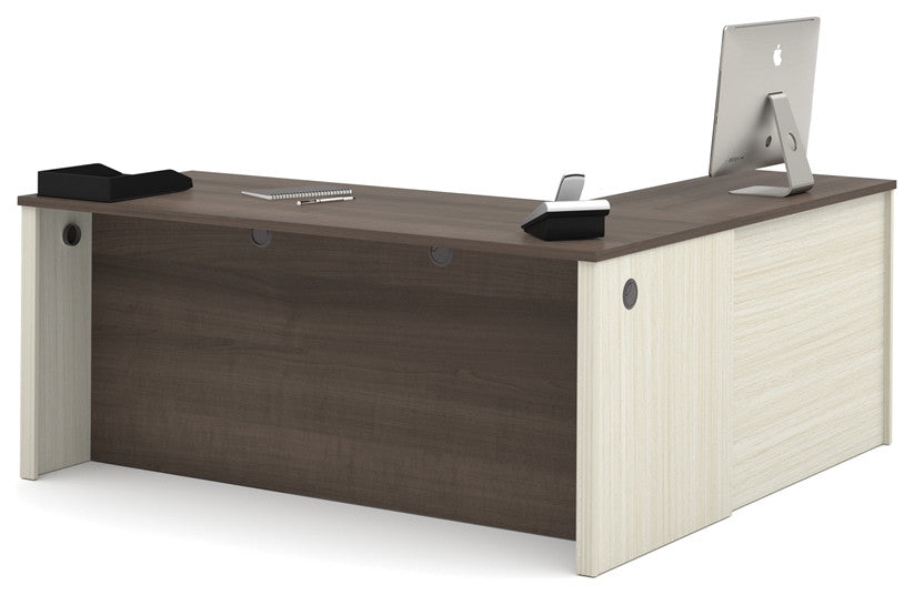 Prestige + L-shaped workstation, White Chocolate and Antigua