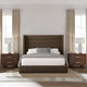 Nativa Interiors Aylet Horizontal Channel Tufted Bed, Brown, Queen, Medium Headboard