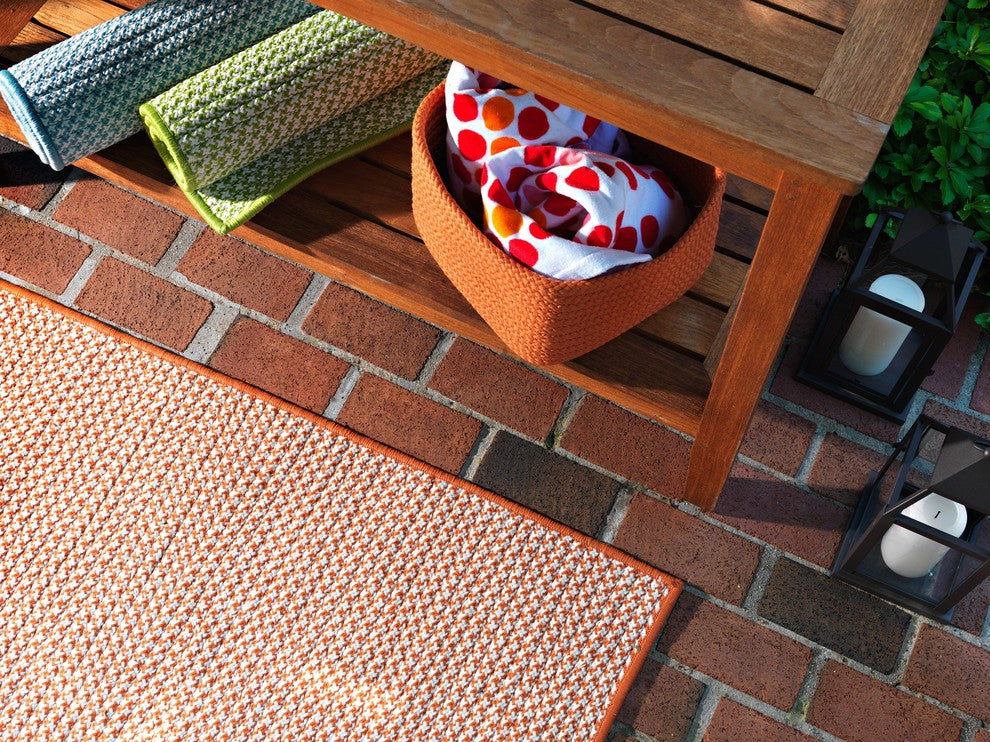 Outdoor Houndstooth Tweed OT19 Orange Indoor/Outdoor Area, Rectangular 12'x15'