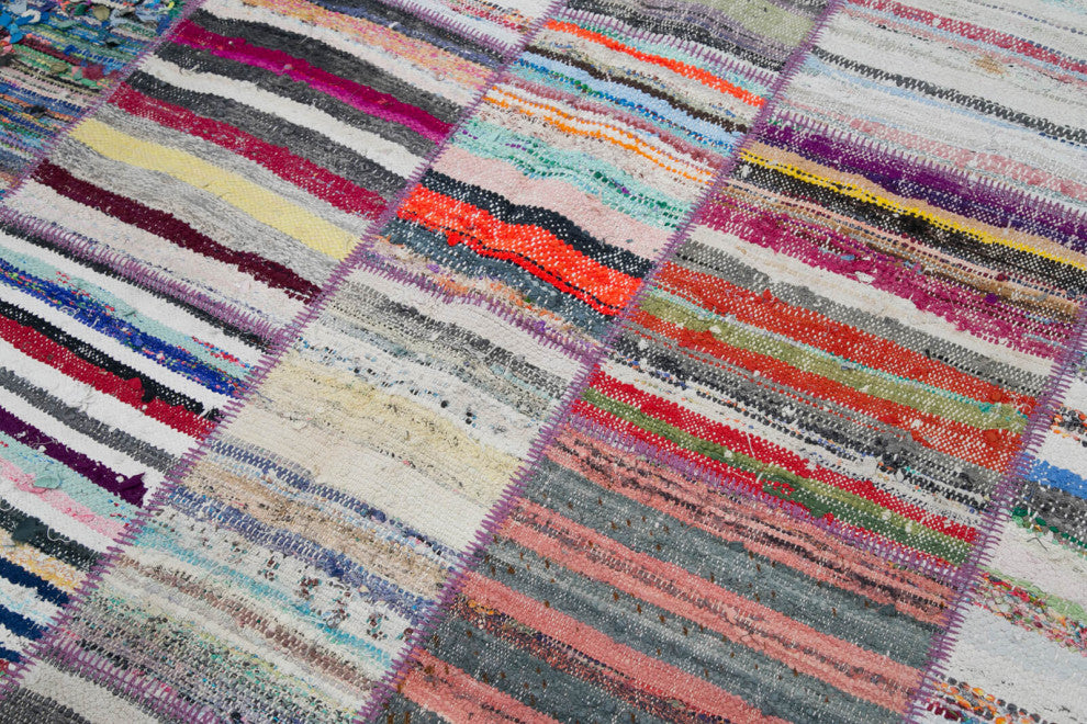 Rug N Carpet - Handmade Turkish 6' 11'' x 9' 2'' Unique Patchwork Kilim Rug