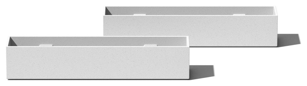 GEO Series Plastic Planter, White, Short, 2 Pack
