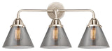 Large Cone Bath Vanity Light, Polished Nickel, Plated Smoke, Plated Smoke