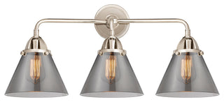 Large Cone Bath Vanity Light, Polished Nickel, Plated Smoke, Plated Smoke