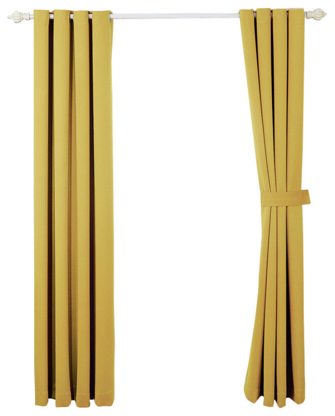 Serenta Black Out Curtains 4 Piece Sets, Jo Joba Yellow, 54" X 96"