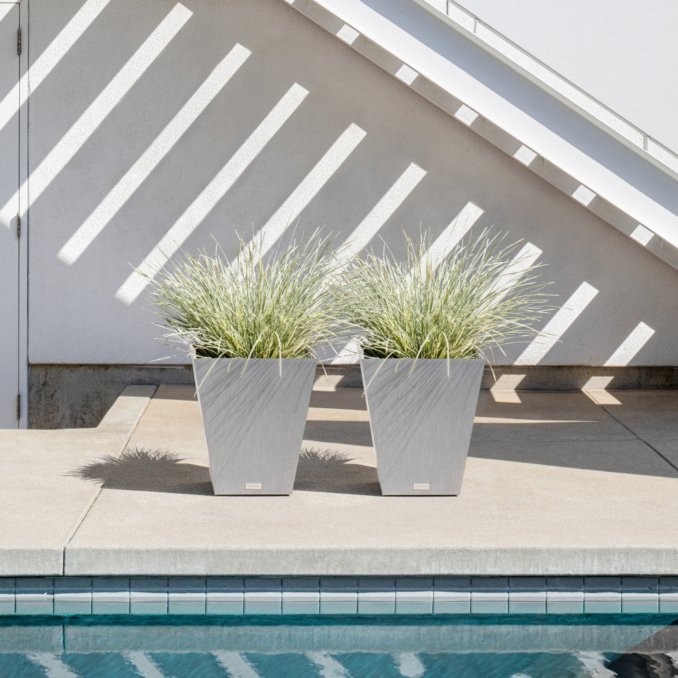 Nobleton Square Planter, Grey, 18 Inch, 1 Pack