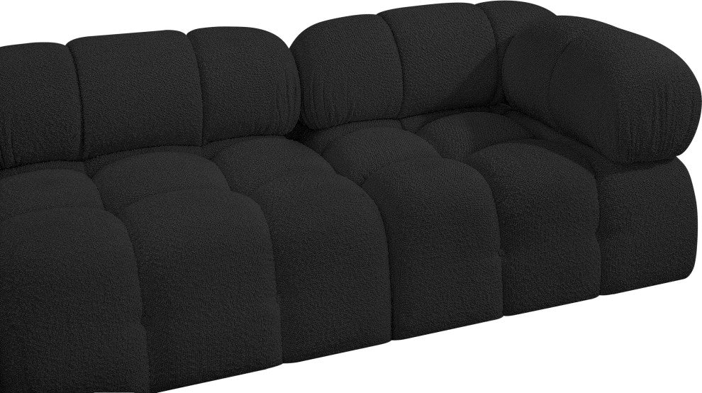 Ames Boucle Fabric L-Shaped Modular Sectional, Black, 6-Piece: 3 Armless Chair, 3 Corner Chair
