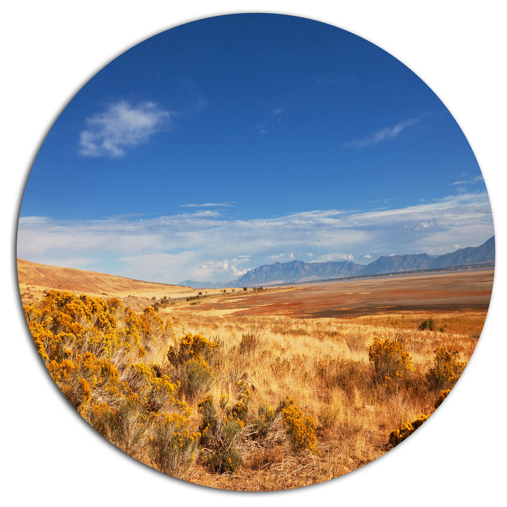 Expansive Prairie Under Blue Sky, Landscape Round Wall Art, 11"
