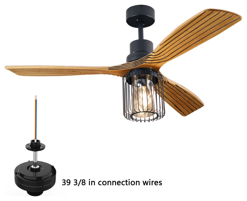 52" 3-Blade Chandelier Ceiling Fan, Remote Control and Light Kit, Brown
