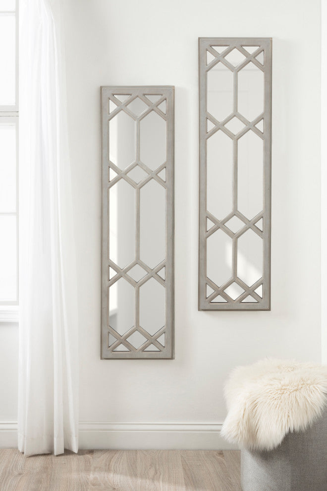 Gramlock Wood Wall Mirror, Gray, 13x48