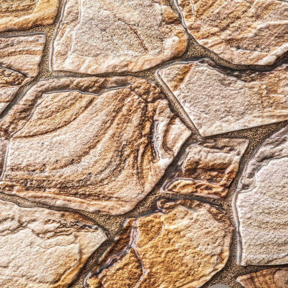 Faux Stone PVC 3D Wall Panels, Brown, Set of 10, Covers 51 sq ft