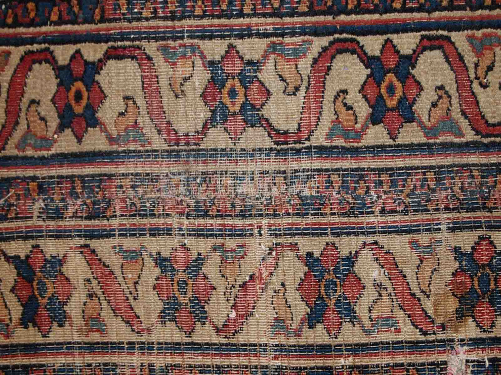 Handmade antique Persian Mashad runner 4.3' x 14' (132cm x 427cm) 1900s
