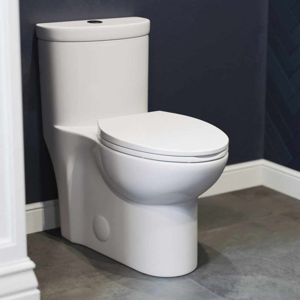 Sublime 1-Piece Elongated Toilet Dual Flush, Black Hardware 1.1/1.6 gpf