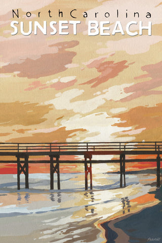 "Sunset Beach" Painting Print on Wrapped Canvas, 8x12