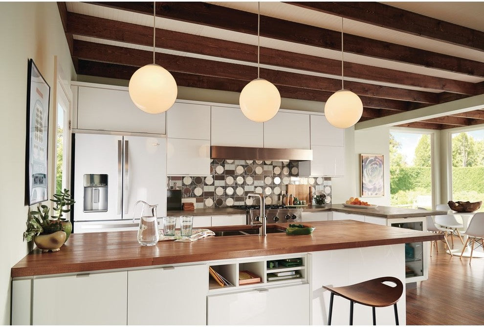 Progress Lighting 1-Light Pendant With White Opal Glass, White