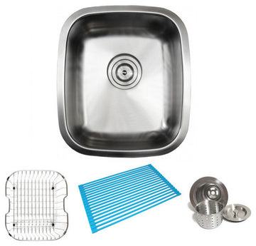 15" Stainless Steel Undermount Island/Bar/Prep Sink and Accessories
