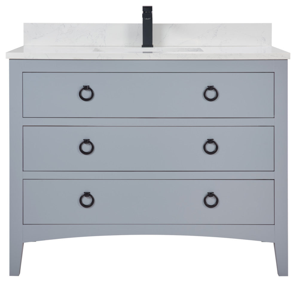 Legion Furniture WS2518 Series Bathroom Sink Vanity, Cadet, 42", Artificial Stone Top, Single Sink