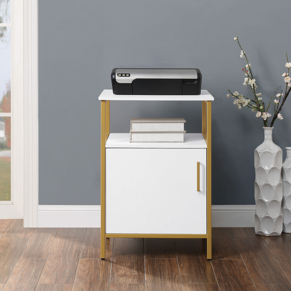 Modern Life Utility Table Printer Stand With Storage, White