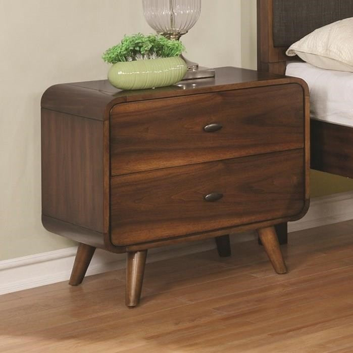 Benzara BM182737 Wooden Nightstand With 2 Drawers, Dark Walnut Brown