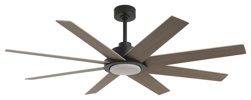 60-inch Industrial 8-Blades Black LED Ceiling Fan with Remote