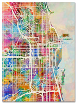 'Chicago City Street Map' Canvas Art by Michael Tompsett
