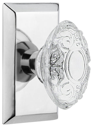 Studio Plate Privacy Crystal Victorian Knob, Bright Chrome, 2.75"